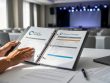 Hands of a certified event planner reviewing event budget paperwork on a conference table with a modern venue softly blurred in the background.